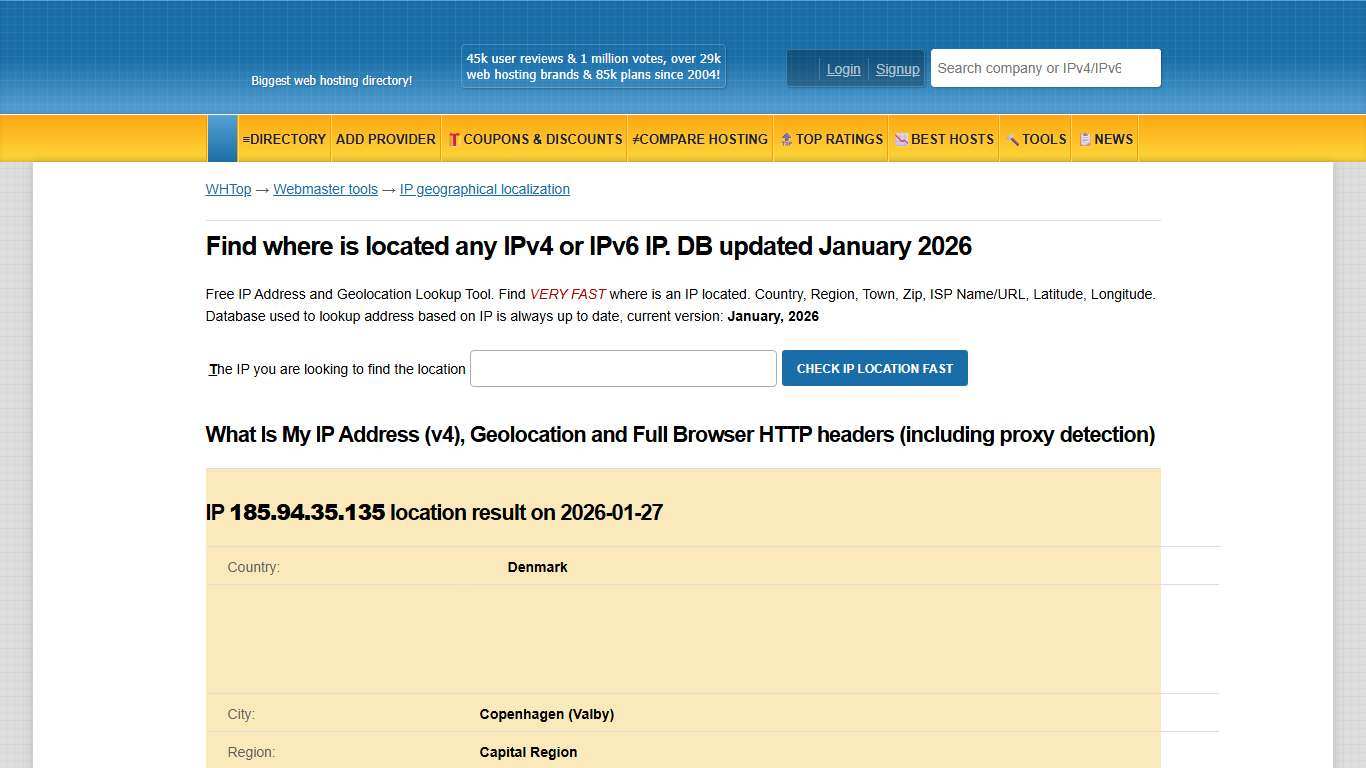 IPv4 & IPv6 location: find Country, Region, City, ISP - 2026